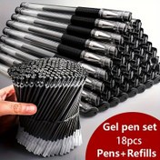 Resim 18 adet Jel Kalem Seti Okul Malzemeleri Siyah Mavi Kırmızı Mürekkep Rengi 0.5mm Tükenmez Kalem Kawaii Kalem Öğrenciler Okul Ofis Kırtasiye 