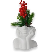 Resim Vazo Küçük Vazo Masa Üstü Vazo Ev Dekorasyon Vazo Gümüş Eskitme Model 28 Beyaz Beyaz 