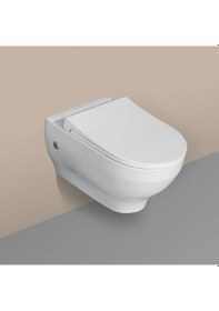 Resim İtalyan Isvea Soluzione Xı Kanalsız Asma Klozet - Sessiz Kapak Yavaş Kapanan Kapak 