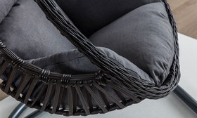 Resim Cosmo Modern Metal Ayaklı Salıncak - Gri Rattan Zebra Kumaş 