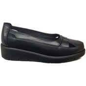 Resim Napa Shoes Kadın Hakiki Deri Sıkıştırılmış Köpük Taban Rahat Ultra Hafif Günlük Dolgu Topuk Ayakkabı Napa-3000 Siyah 