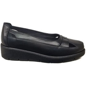 Resim Napa Shoes Kadın Hakiki Deri Sıkıştırılmış Köpük Taban Rahat Ultra Hafif Günlük Dolgu Topuk Ayakkabı Napa-3000 Siyah 