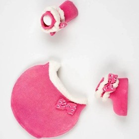 Resim Adisia Kız Bebek Pembe Fiyonk Detaylı Şapka Çorap Seti Pembe 