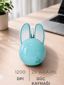 Resim Torima Kablosuz Tavşan Kulaklı Sessiz Mouse 1200 DPI Optik Kablosuz Fare TM21 Mavi 