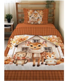 Resim Evmila Sevimli Hayvanlar Desenli Nevresim Takımı - 160x220cm Nevresim +50x70cm Yastık Kılıfı+100x200cm Çarşaf 