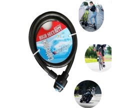 Resim Çelik Kilit Motorsiklet Bisiklet Elektrikli Scooter Kilidi 150 Cm-Yedek Anahtarlı 