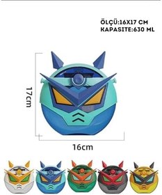 Resim Cocosmile 630ml Silikon Robot Tema Kılıflı Pipetli Askılı Tritan Çocuk Matarası (Koyu Yeşil) 