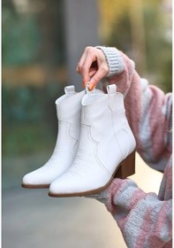 Resim Biçomi Akver Bej Cilt Topuklu Bot Çok Renkli 