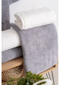 Resim Oznhome Krem-koyu Gri Çift Kişilik 6 Parça Bornoz Seti Krem - Gri 