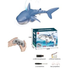 Resim Uzaktan Kumandalı Köpekbalığı Oyuncak 2.4ghz Rc Köpekbalığı Yüzme Havuzu İçin Led Işıklı Su Püskürtme 