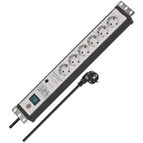 Resim Premium-line Çoklu Priz, 6 Katlı, Aşırı Gerilim Korumalı, 60.000 A 19 İnç Formatında, 3 M Kablo, Şalterli, Alman Malı Siyah/gri 1 