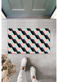 Resim Pembe Kapı Önü Paspası D Üçgen Desen K-3228 