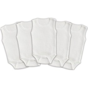 Resim Novibaby 5'li 6-9 Ay Ribana Bebek Atlet Body Zıbın Beyaz Raporlu Çıtçıtlı 100% Pamuk Beyaz 