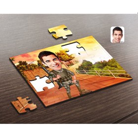 Resim Kişiye Özel Uzman Çavuş Karikatürlü Ahşap Puzzle-1 