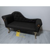 Resim Sepetten Evine Josefin Köşe Koltuğu 130 Cm, Gold Ayak, Josefin Puf Koltuk 