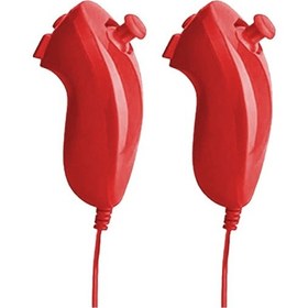 Resim Kırmızı-2 Adet-sol Sağ El Nunchuck Wii El Kavisli Oyun Kolu Denetleyicisi Nintendo Wii Oyun Denetleyicisi Nunchuck Wii Gamepad Için 