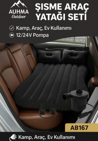 Resim Yellowtech Şişme Araba Koltuk Yatağı Siyah – Otomobil Arka Koltuk Uyumlu, Pompa Yastık Tamir Setli 