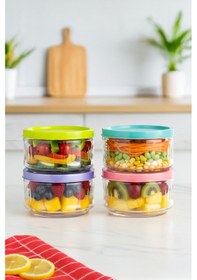 Resim Porsima Lapis 4l Ü Hava Geçirmez Cam Kavanoz Kahvaltılık Seti Renkli Kapaklı Saklama Kabı 400ml Çok renkli 