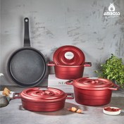 Resim 7 Parça Copper Döküm Tencere Seti (Kırmızı) 