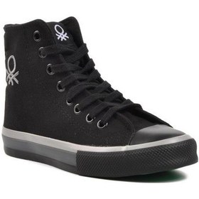 Resim Benetton Bn-30189 Sneakers Genç Kız Yazlık Keten Bot Gri - Siyah 