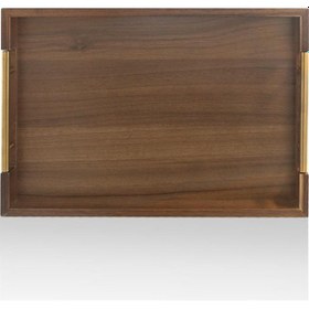 Resim The Mia Natura Akasya Metal Kulplu Tepsi Gold 38x26x5 Cm 