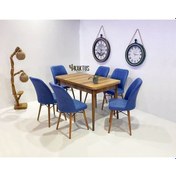 Resim 6 Kişilik Açılır Masa Sandalye Takımı Mutfak Masası Takımı Salon Masası Yemek Masası Masa Takımı Lacivert 