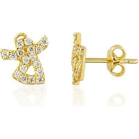 Resim Sembol Gold Melek Altın Küpe Taşlı 