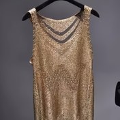 Resim Sevimli Altın Pullu Kolsuz Yelek - Yarı Şeffaf Açık İş Tasarımı, %100 Polyester Dar Kesim Yazlık Tank Top Kadınlar İçin, Elde Yıkama/Kuru Temizleme 