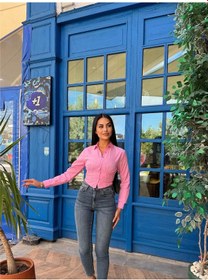 Resim WeShaya Pembe Polyester Pamuk Parçalı Gömlek Pembe 