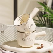 Resim Espresso Shot Bardakları Tutma Sapı ile, 90ml V-Şekilli Ağız Seramik Kahve Ölçü Bardağı ve Espresso Yapmak ve Karıştırma için Kova, Espresso Sevgilileri için İdeal Hediye, Şükran Günü için Mükemmel 