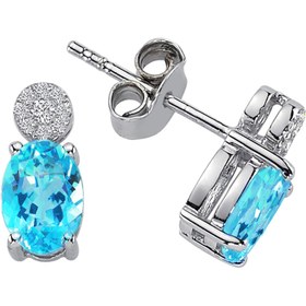 Resim Sirius Pırlanta Pırlanta ve Oval Mavi Topaz Taşlı Küpe 