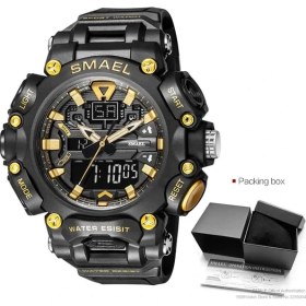 Resim Hanyang Siyah Altın Kutu Smael Erkek Spor Izle Zeytin Dijital Kuvars Saatler Su Geçirmez Otomatik Tarih Kronograf Elektronik Kol Saati Часы Мужские RELOJ8053 (Yurt Dışından) 