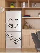 Resim Kıvırcıkyoga Gülen Yüz Çatal Bıçak Buzdolabı Mat Siyah Sticker Etiket 40cm 