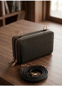 Resim Addy Hem Cüzdan Hem Çok Bölmeli Kartlıklı Çok Amaçlı El Ve Omuz Çantası E20 B12 siyah 