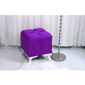Resim Lüks Sandıklı Kapitoneli Puf 45 45 Cm Mor 