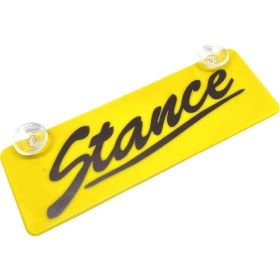 Resim Oto Aksesuarcım Stance Yazılı Sarı Dekor Plaka Vantuzlu Cam Süsü 22X7.5CM 