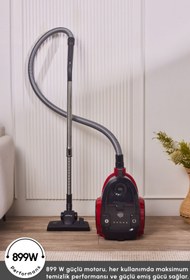 Resim Karaca Vantuz Action Force X10 2 Lt Toz Torbasız Hazneli Elektrikli Süpürge Cherry Red 899 W 