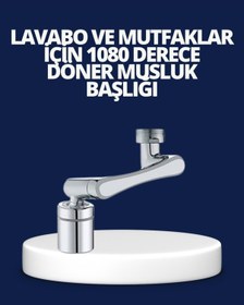 Resim Esnek 1080 Musluk Başlığı 3 Eklemli Hareketli Su Modlu Lavabo Aparatı Siyah 