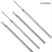 Resim 2/3/4/6/8 adet 7-pin İğne Dokulu Seramik Araç Polimer Kil Oyma Yardımcı Kalıplama Aracı DIY Seramik Fırça Kek Aksesuarları 