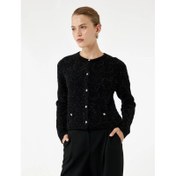 Resim Koton Düğmeli Metalik İplik Detaylı Kadın Triko Hırka 6WAK90047HT (6WAK90047HT) 