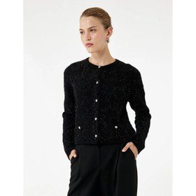 Resim Koton Düğmeli Metalik İplik Detaylı Kadın Triko Hırka 6WAK90047HT (6WAK90047HT) 