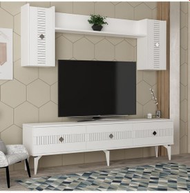 Resim Midas Tv Ünitesi Takımı Beyaz-gümüş 
