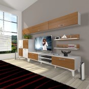 Resim Decoraktiv Eko 8 Slm DVD Silver Tv Ünitesi Tv Sehpası - Beyaz - Ceviz 