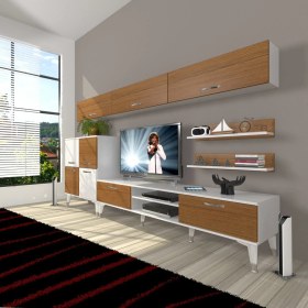 Resim Decoraktiv Eko 8 Slm DVD Silver Tv Ünitesi Tv Sehpası - Beyaz - Ceviz 