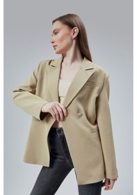 Resim Vizon Regular Fit Yırtmaç Detaylı Blazer Ceket Vizon 