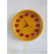 Resim Bahat Sarı Kırmızı Taraftar Kalpli 3d Duvar Salon Ofis Saati 22 Cm Plastik 