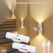 Resim 1 adet Akıllı LED Adım Işığı, Üç Renkli LED Hareket Sensörlü Işık, USB Şarj Edilebilir, Yumuşak ve Parlak Olmayan Işık, Merdiven, Yatak Odası, Koridor ve Diğer Modern Tasarımlar 