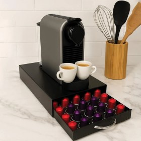 Resim Decorelax Çekmeceli Siyah 5 Bölmeli Kapsül Kahve Standı 