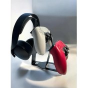 Resim Monte Edilebilen Masaüstü Metal Siyah Gaming Ps4 Ps5 Xbox Joystick Controller Tutucu ve Kulaklık Stand 