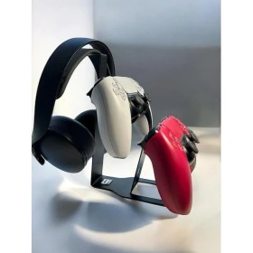 Resim Monte Edilebilen Masaüstü Metal Siyah Gaming Ps4 Ps5 Xbox Joystick Controller Tutucu ve Kulaklık Stand 